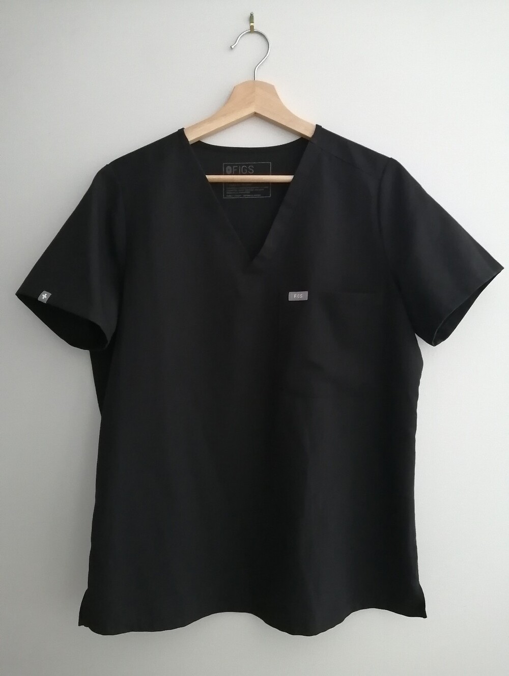 Figs Catarina One Pocket Short Sleeve Scrub Top Black Size Medium